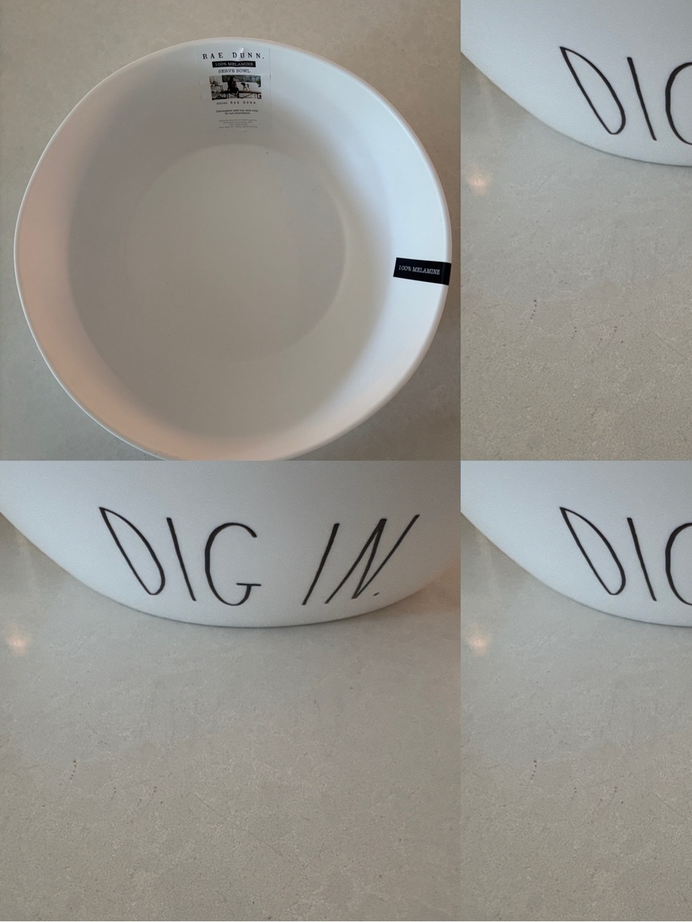 Rae Dunn White Large Serve Bowl “Dig In” with black letters